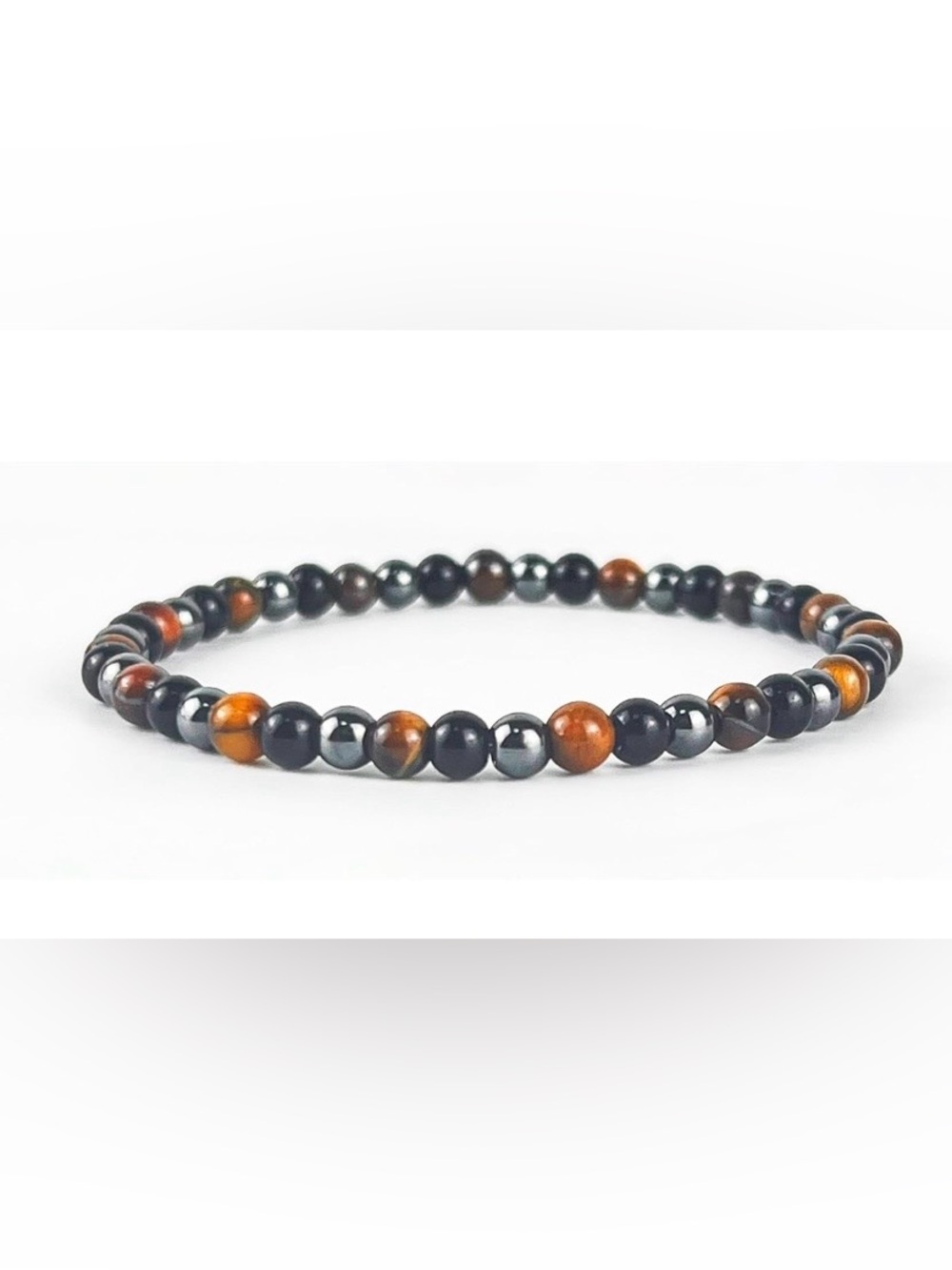 Tiger Eye and Hematite Beaded Bracelet - Black & Brown